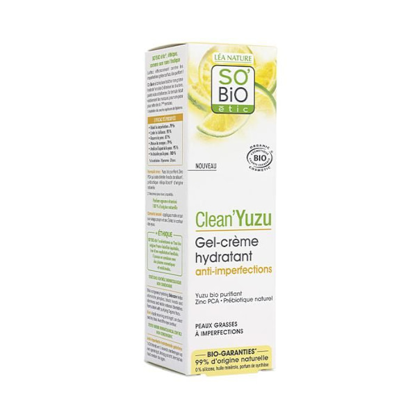 So'Bio Étic Clean’Yuzu Geeli Kosteusvoide Täyteaineettomuus Bio 40ml