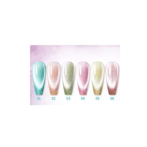 BORN PRETTY Set med 6 st Gel uv för naglar Nude Rosa ljusblå 7 ml glittrig