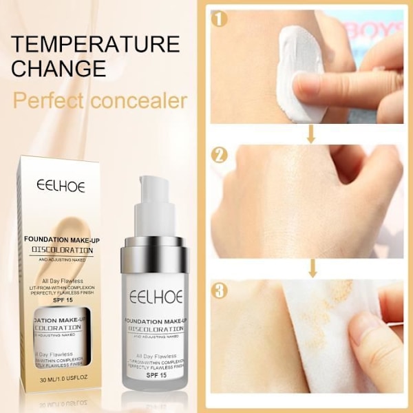 EELHOE concealer foundation flydende fugtgivende langvarig vandtæt uden makeupfjerner lysnende