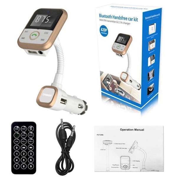3 i 1 Bluetooth bilsæt SD kort Mp3 afspiller og FM transmitter oplader