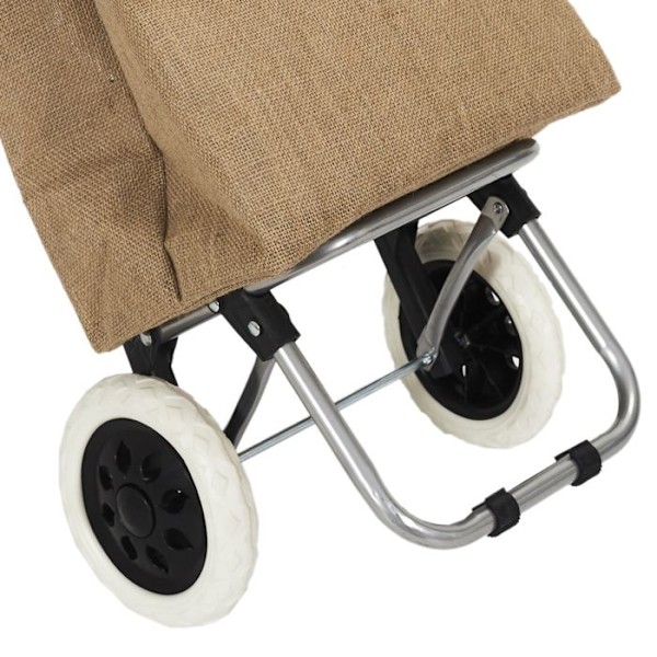 Kærre Indkøbsvogn Med 2 Hjul Jute Indkøbstaske H: 95cms