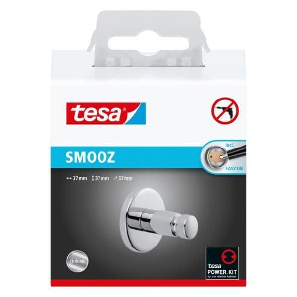Käsityöpyyhepidike - TESA - Smooz - Kromi - 8.5x8x4.5cm - Liimattava ilman ruuveja Krom