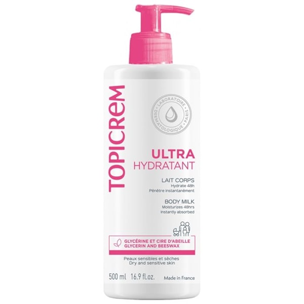 Återfuktande mjölk - Topicrem - Les Essentiels - 500ml - 24h återfuktning - Torr och uttorkad hud