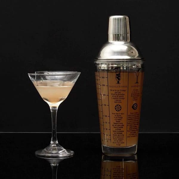 Shaker - Cook Concept - 450 Ml - Glas - Sølv Og Transparent - Med Opskrifter ARGENT, TRANSPARENT