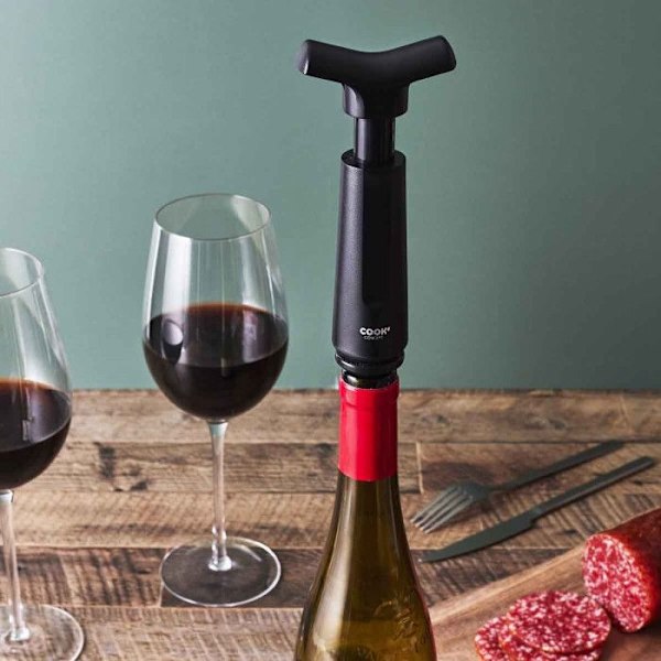 Lufttæt Vinkaraffel "2 Propper" 16cm Sort Svart