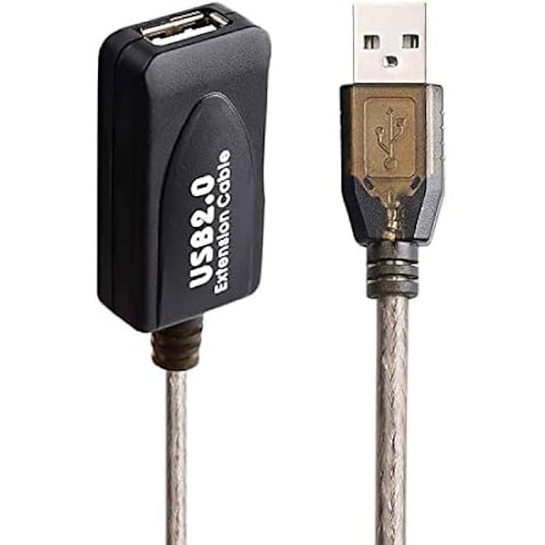 Ewent 5 Meter USB 2.0 Han A til Hun A forlængerkabel 480 Mbps forstærkerkabel til printer, mus, tastatur,