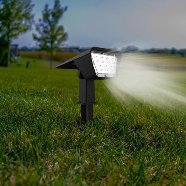 Set med 2 solstrålkastare 2 i 1 projektor att fästa eller fixa - LUMISKY - CURTIS - H31,5 cm - Vit LED