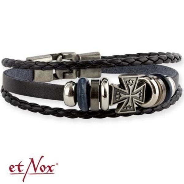 etNox Armbånd UA4107 sort læder med metaldele (uden nikkel)