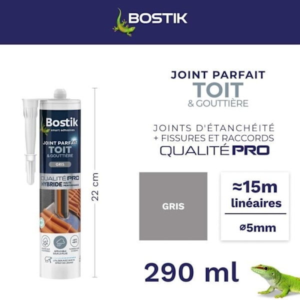 BOSTIK Täydellinen liitos katolle ja rännille harmaa - Kartiot 280 ml Grå