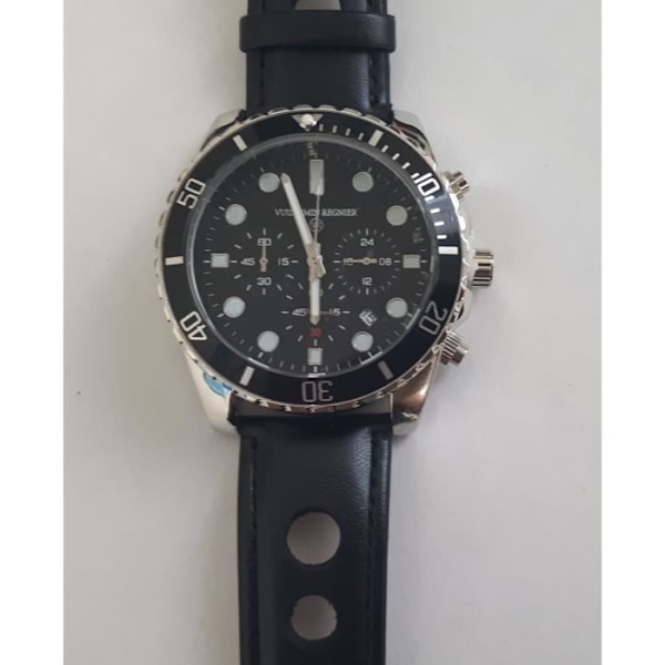 VUILLEMIN REGNIER Herrklocka Ref 00ABM Svart äkta läderarmband