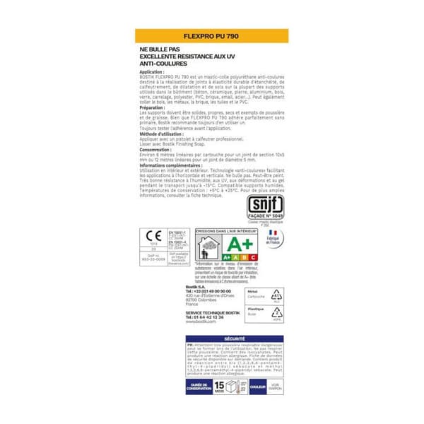 Liima ja tiiviste Flexpro PU790 BOSTIK Valkoinen - 30627497 Vit