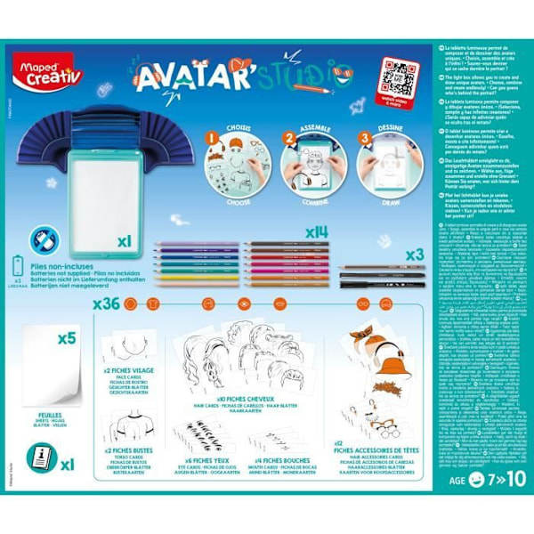 Maped Creativ - Avatar'Studio - Oplyst tegnemaskine med modelark og tegnematerialer - Fra 7 år Flerfärgad