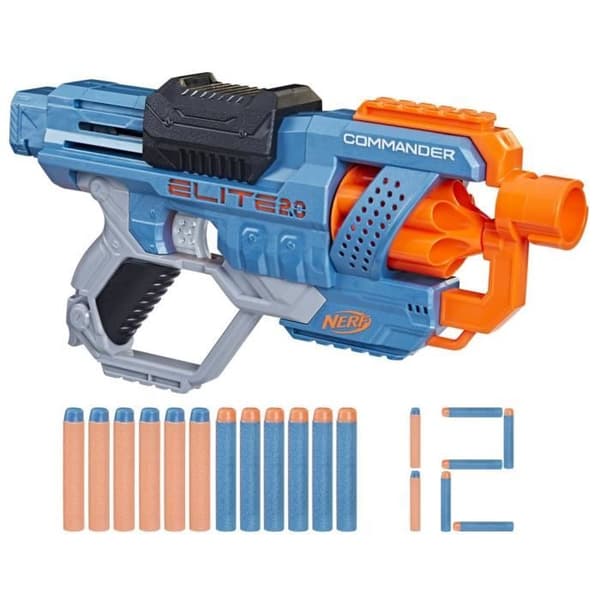 Nerf Elite 2.0 - Commander RC-6 - Rotationsmagasin til 6 pile - Tilpasningsbar Multifarvet