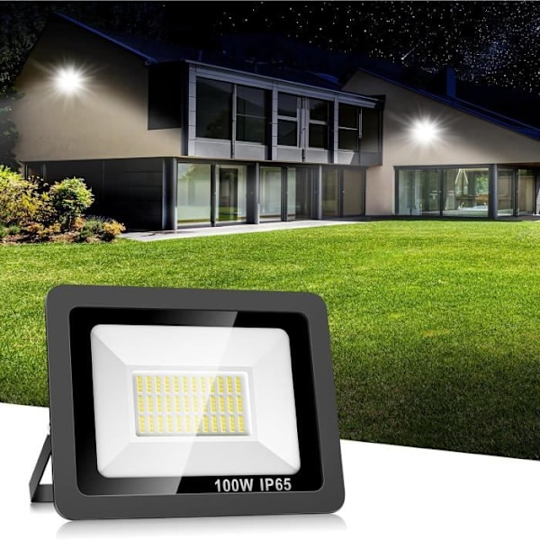 100W Udendørs LED Projektor, 10000Lm LED Spot 144Leds Udendørs Belysning Ip65 Vandtæt, LED Lys Projektor 6500K Belysning