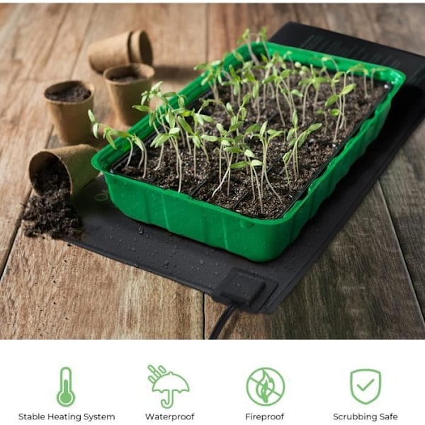 Ohuhu Semis Tapis Chauffant 25 x 52 cm, Tapis til Plantning til Spiring Afgrøder Havearbejde Elektronisk Opvarmningsapparat