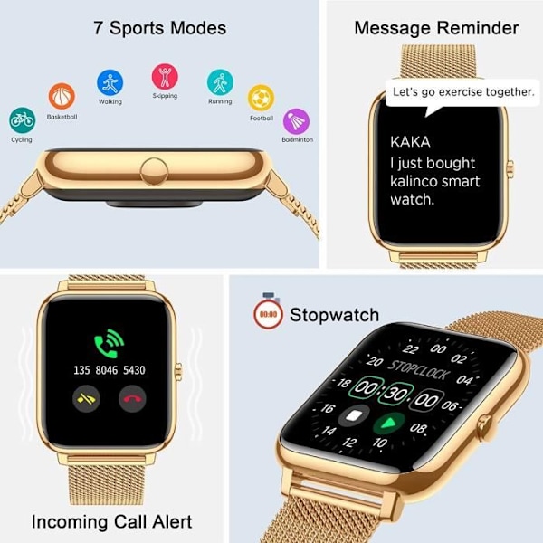 Smartwatch - KALINCO - Smartwatch - Skridttæller - Søvnmonitor - Hjertefrekvens