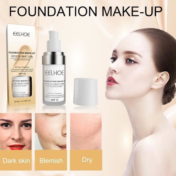 EELHOE concealer foundation flydende fugtgivende langvarig vandtæt uden makeupfjerner lysnende