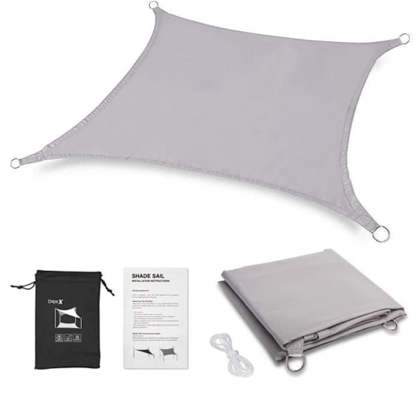 Dripex Shade Segel Rektangulär 5 m x 3 m Grå Shade Duk 160 GSM