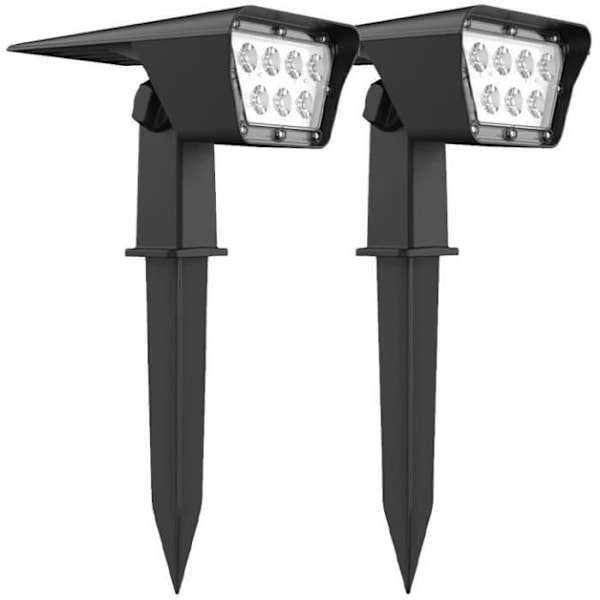 Set med 2 solstrålkastare 2 i 1 projektor att fästa eller fixa - LUMISKY - CURTIS - H31,5 cm - Vit LED Vit
