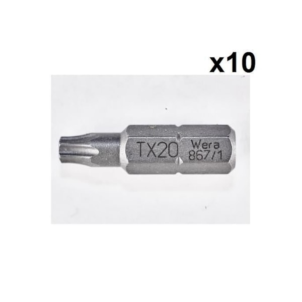 WERA Paket med 10 st TORX TX20 867/1 Z TX B 20 x 25 mm Ref 05066460001