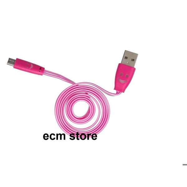 Micro USB opladerkabel - BE MIX - Flad lysende - 1 m - Anti-knude - Rosa rose
