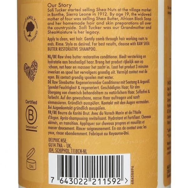 Shea Moisture Conditioner til kvinder med rå sheasmør til skadet hår 384ml