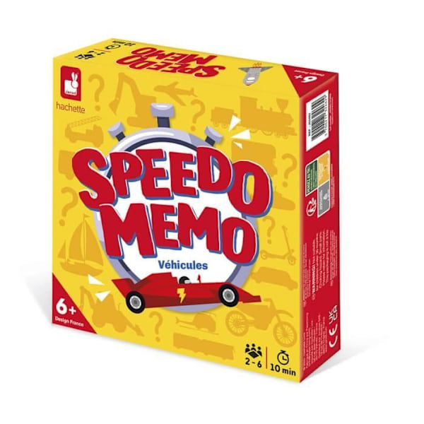 Lasten lautapeli - Janod - Speedo Muistipeli Ajoneuvot - Muisti ja Nopeus - Keltainen