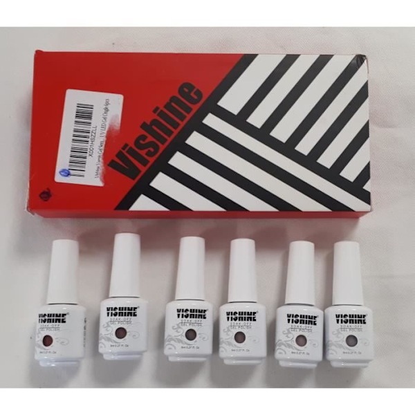 Vishine Set med 6 st Beige, Rosa, Taupe etc Semi permanent lack 8 ml UV LED