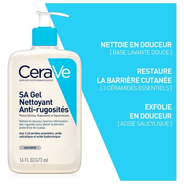 Puhdistusgeeli - Cerave - SA - 473 ml - Anti Roughness - Hypoallergeeninen