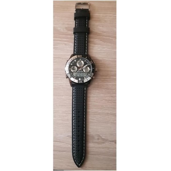 REJSENDE MONTRE Mand, digital Silikonearmbånd Sort