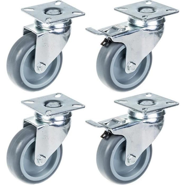 Set av 4 - 75mm GRÅTT GUMMI Grå