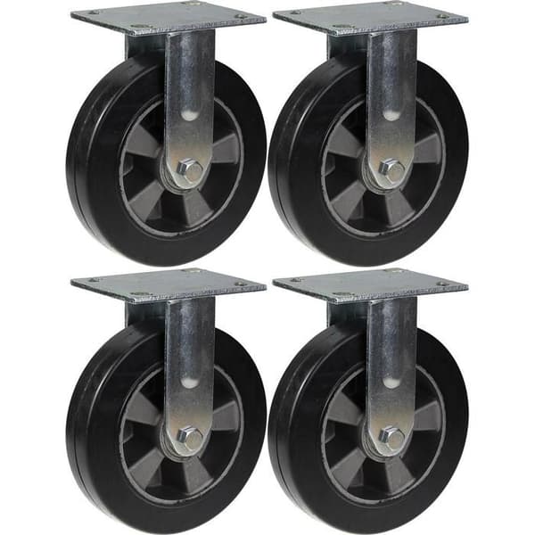 Ruller - Byggemateriale - 200 mm - Sort gummi - Fast - Sæt af 4 Svart