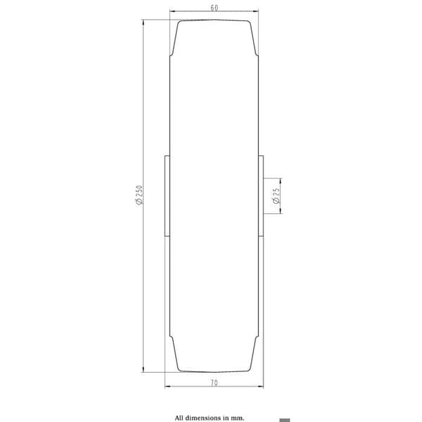 250 mm pyörä kanssa Svart