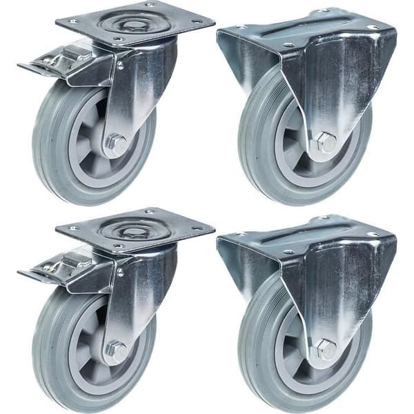 Rullar - Castor - 160mm - Broms - Kapacitet 540kg - Förpackning om 4 Grå