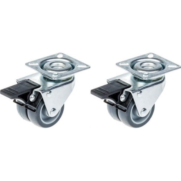 Harmaa kuminen kääntyvä pyörä jarrulla 50 mm 5,1 cm - 2 kpl sarja (EC2210) Grå
