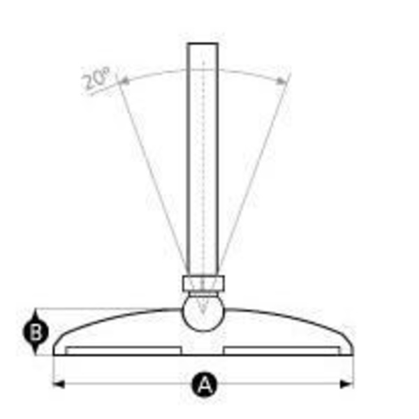 M16x100 Förzinkad utjämningsfot 50mm plastbotten 470kg - Set om 4