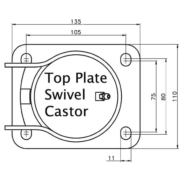 Ruller - PARNELLS - Sæt af 2 - Sort gummi - 200 mm - Drejelige Svart