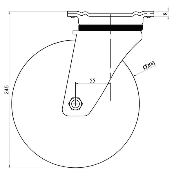 Ruller - PARNELLS - Sæt af 2 - Sort gummi - 200 mm - Drejelige Svart
