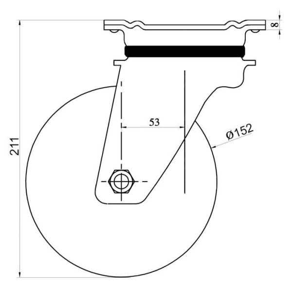 byggepladsudstyr 152 mm 6" sort gummi fast drejehjul, kraftig kapacitet 1320 kg, sæt med 4