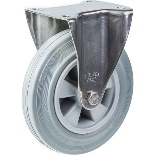 Gummihjul - 200 mm - Fast - 820 kg - Set om 4 - Grå Grå