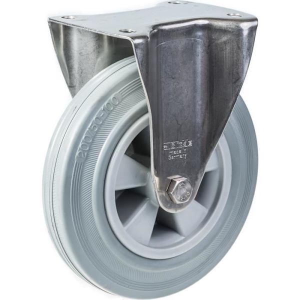 200 mm 8" rostfria hjul i grått gummi - set om 4 Grå