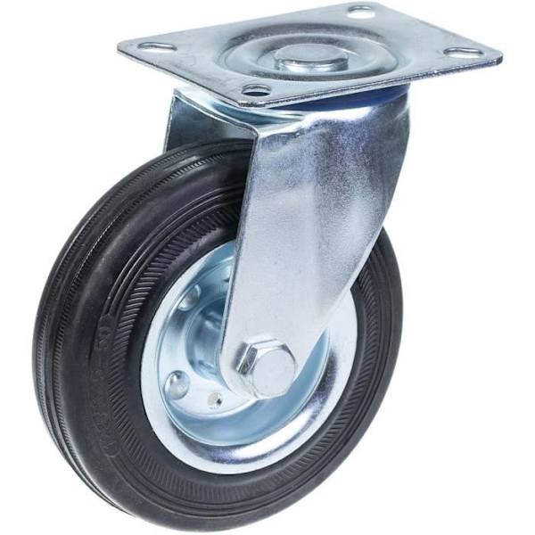 Sort gummihjul - Forzinket - 125 mm - Rullemodstand - Lav støj - Bevaring Svart