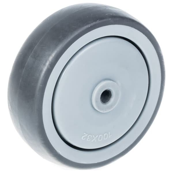 Hjul - ZHONGSHAN - 100 mm - Grå gummi - Plastcentrum - Kullager Grå