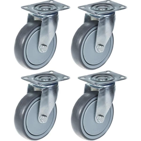 Ruller - Gummi - 125 mm - Sæt af 4 - Kapacitet 520 kg - Drejbare Grå