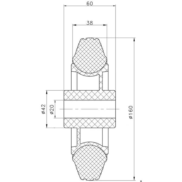 Hjul - 160mm - Grå gummi - Plastcentrum - Paket med 4 Grå