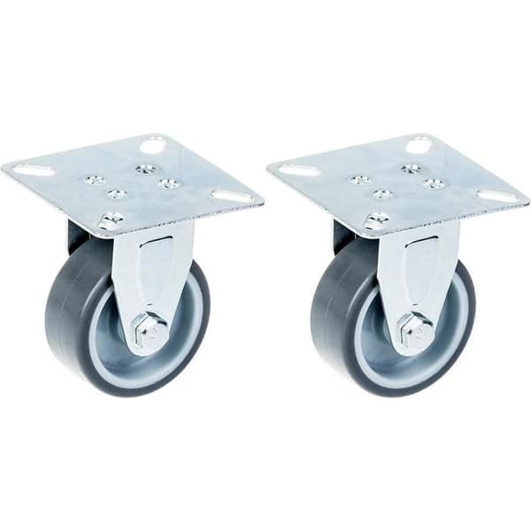 Roulette - Grå gummi - Fast - 50 mm - Kapacitet 80 kg - Pack af 2 Grå