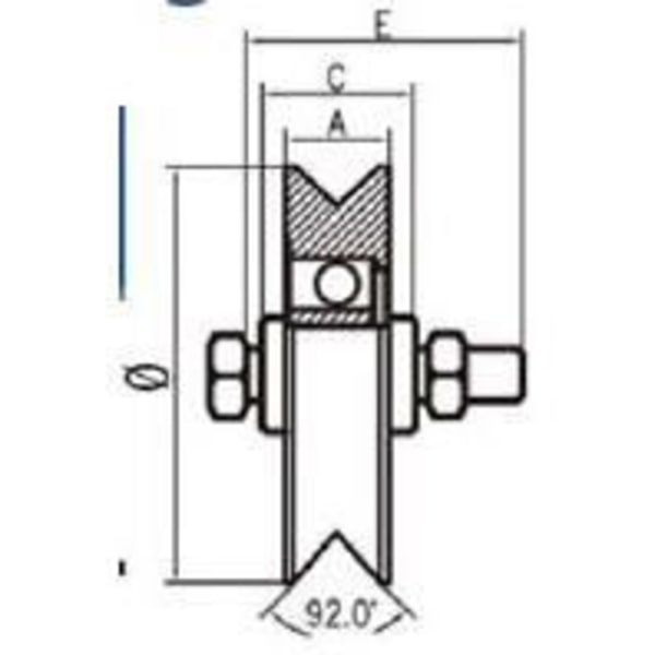 2 kpl sarja - V-urapyörä 120 mm, 1 kuulalaakeri - 2 kpl sarja