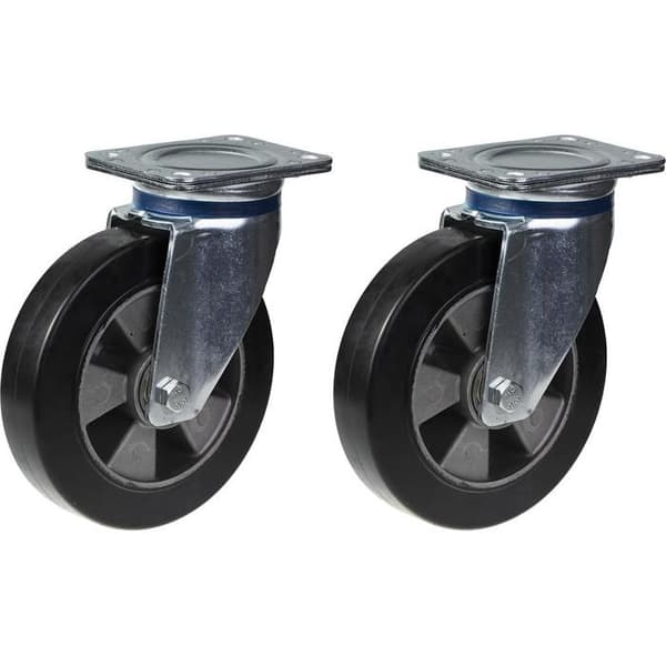 Ruller - PARNELLS - Sæt af 2 - Sort gummi - 200 mm - Drejelige Svart