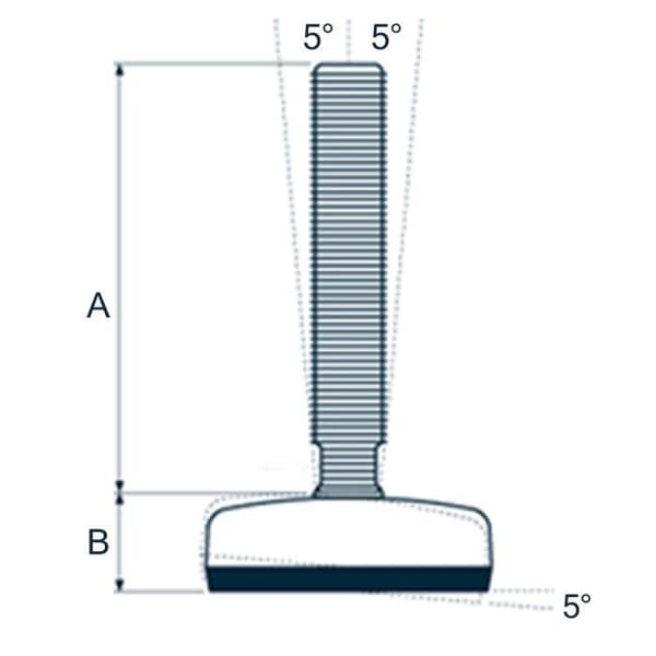Justerfødder - Inox - M10x100 - Base 50mm - Anti-vibration - Sæt af 4
