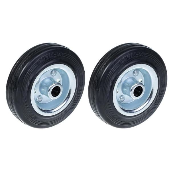 Hjul - Sort - 125mm - Belastning 120kg - Sæt på 2 - Solid gummi Svart